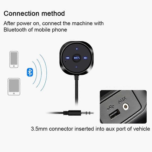 Bluetooth Bilsett Bluetooth Mottaker, Bluetooth Håndsfritt Lydadapter Innebygd Mikrofon Luftventilklips, 2.1A USB Billader-Perfet
