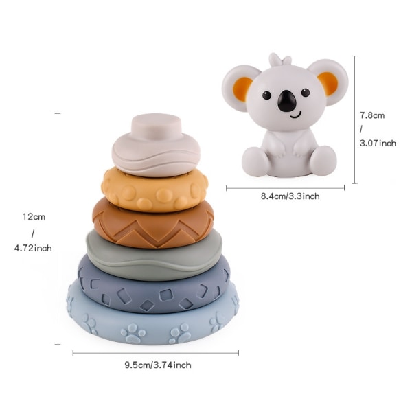 Mini Tudou 6 st Baby Stacking Nesting Circle Toy, mjuka byggringar - Perfet
