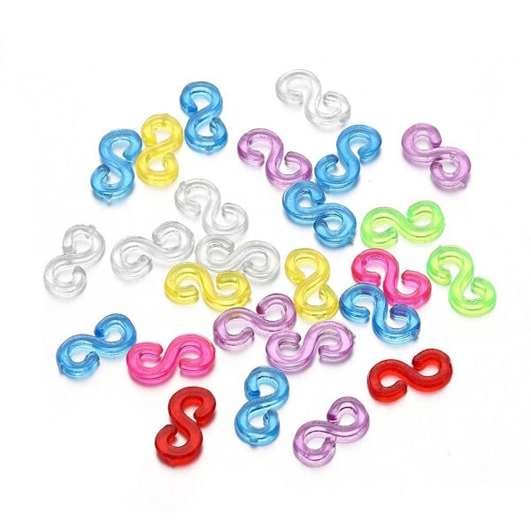 1000 st Plast S-Clip Gummibandsspännen Multicolor - Perfekt Multicolor