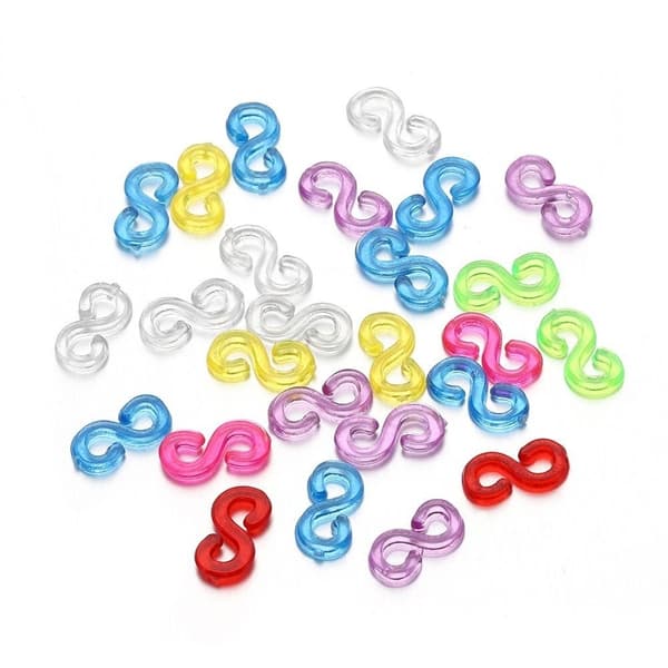 1000 stk. Plastik S-clips Elastikspænder Flerfarvet - Perfekt Multicolor