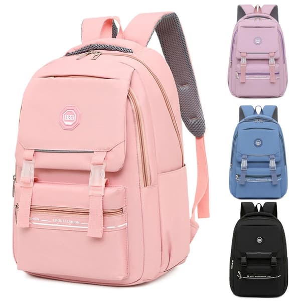 Studentryggsäck - Tjejryggsäck med 15,6\" laptopfack, Rosa - Perfet