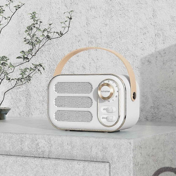Multifunktionel Mini Bærbar FM Radio Bluetooth Højttaler USB TF AUX Indendørs Udendørs Retro Design Trådløs Højttaler - Perfekt White