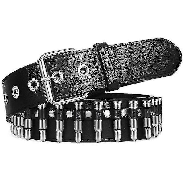 Jasgood Halloween Personoitu Musta Hip Hop Muoti Punk Luoti Vyö - Täydellinen belt with bracelets 110cm(43.3Inch)