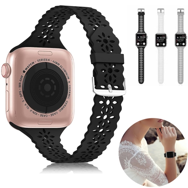 spets silikon Apple Watch Band för iWatch Series 6 5 4 3 2 1 SE - Perfet grey 42/44/45mm