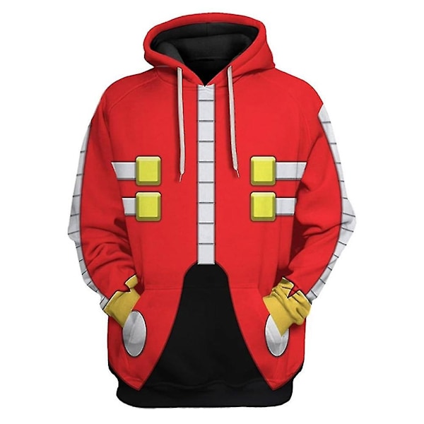 Dr. Eggman Cosplay Hoodie för Vuxna - Tryckt Huvtröja med Huva S