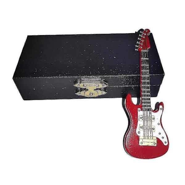 Miniatyr-replika av ornamentale gitarer Mini klassisk gitar/elektrisk gitarmodell Julepynt-Perfekt Red Electric Guitar