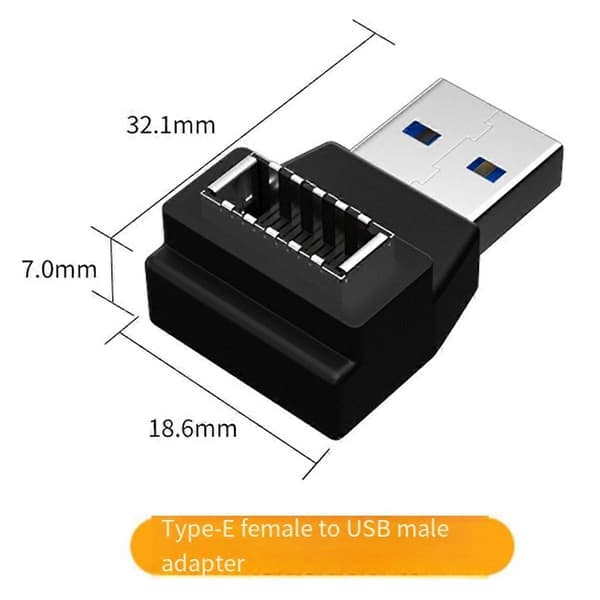 USB 3.1 Etupaneelin liitin USB Type-C - Type-E -kaapelisovitin Liitin Type C Uros - Type E Naaras Kaapelisovitin - Perfet