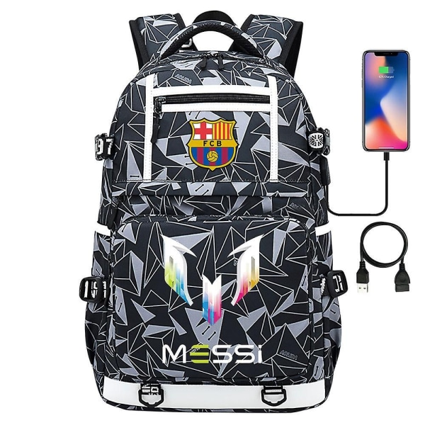 Messi Barcelona trykt ryggsekk reiseveske Student skoleveske Vanntett dataveske32 - Perfet