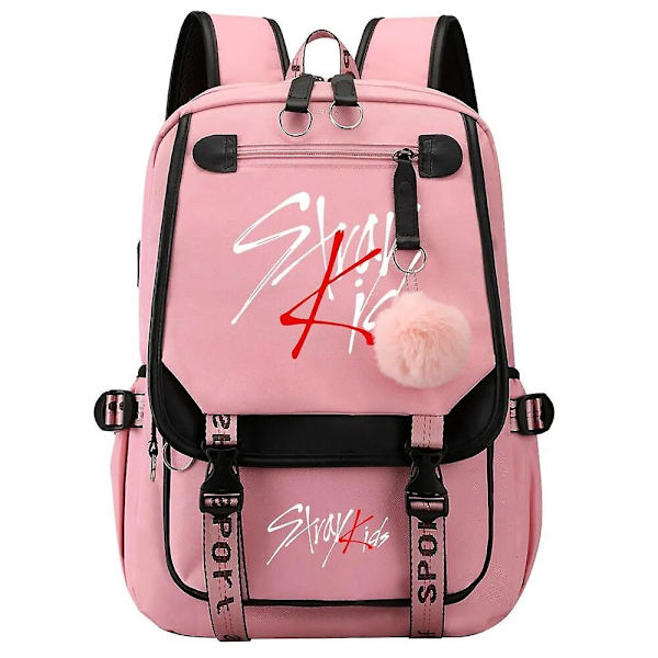 Nye Stray Kids Jenter Gutter USB Ryggsekker Anime Skole Boksekker Tenåring Lerret Ryggsekk for Kvinner Ryggsekker-Perfekt 15