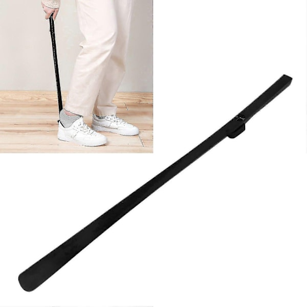Skohorn Ekstra Langt Håndtak Magnetisk Nylon Langt Skohorn for Eldre Funksjonshemmede Gravide Kvinner Svart-Perfet