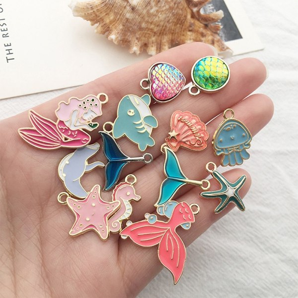 13 stiler Marine Life Shape Charms Anheng DIY Halskjede Armbånd - Perfet