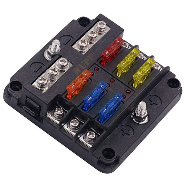 12V säkringsblock, vattentät marin säkringspanel med LED-varning - Perfet