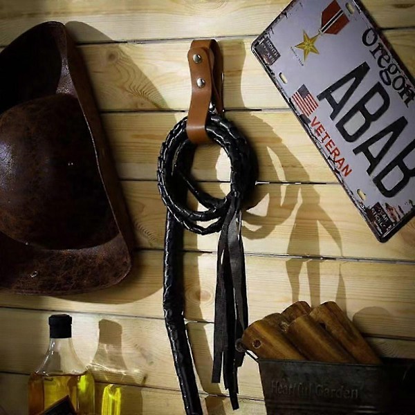 1kpl PU-nahkainen piiskan kotelo käsintehty härkäpiiskan piiskan lenkki uusi vyö piiskojen pidike Cowboy-Perfet black