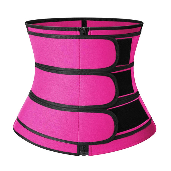 Women's waist trainer dragkedja tre midjebälte sport träning - Perfet rose red M