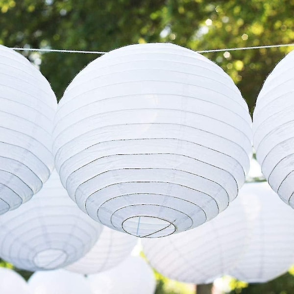 12 stk Papirlykter Multifargede Dekorative Runde Papirlykter for Festivalfest Jubileum med 4 Størrelser - Perfekt White