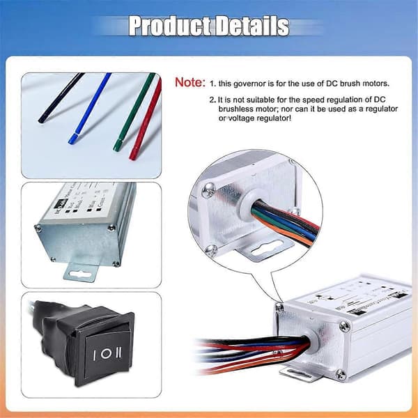 DC Motor Hastighetskontroller, DC 12V 24V 36V 48V 60V Motor Pulsbreddemodulator Regulator med CW/CCW S-Perfet