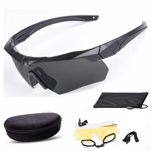 Militære skuddsikre briller utendørs taktiske briller Skyting Cs Riding Fjellklatring Polarisert Tre sett med - Perfet