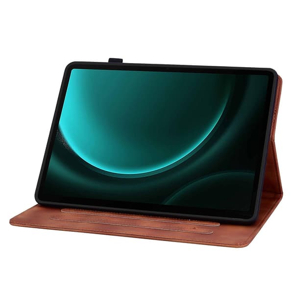 Präglat Läderfodral Kompatibelt med Samsung Galaxy Tab S9 / S9 FE-Perfet Brown
