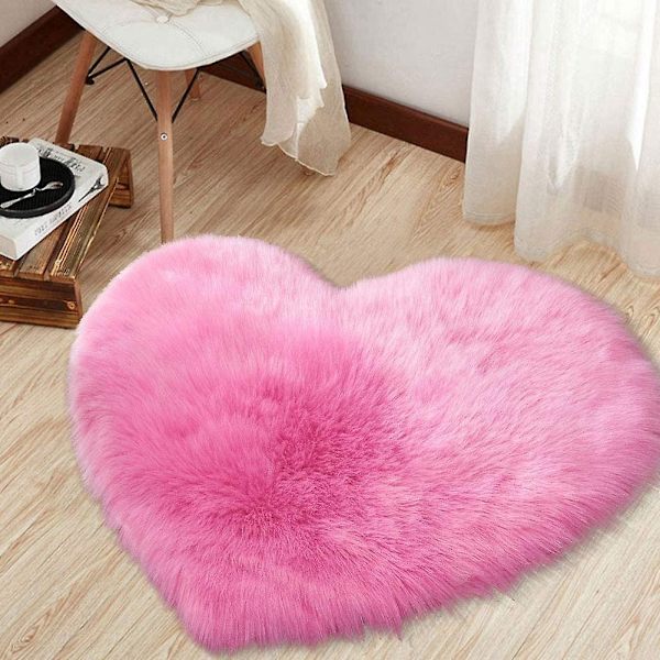 Hjerteformet teppe 30×40cm rosa rød - Perfet
