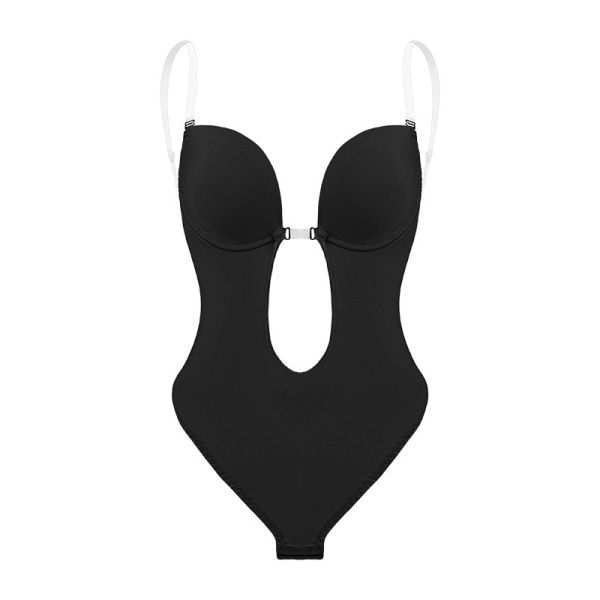 Kvinders rygløse Shapewear Plunge Body Invisible Shaper Skin - Perfet black M