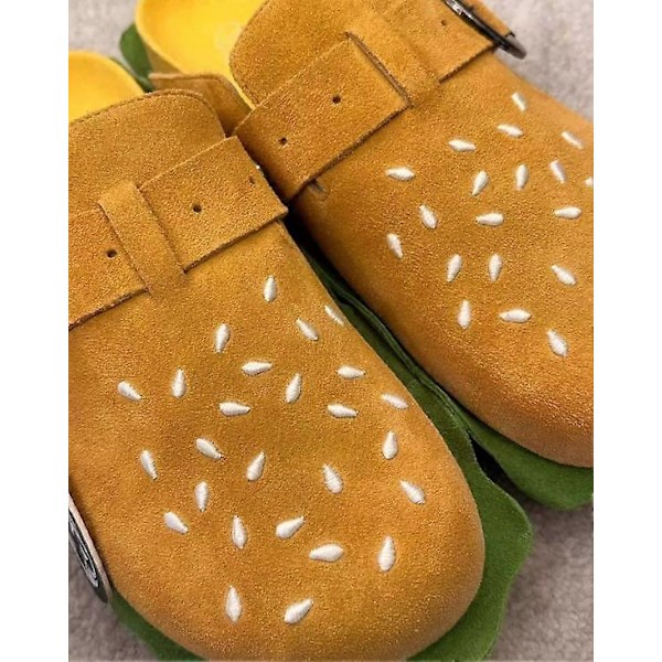 Dames Hjemmesko med Flat Hamburger Design - Komfortable, Lettvægtede Hjemmesko til Utendørs - Perfekt 39