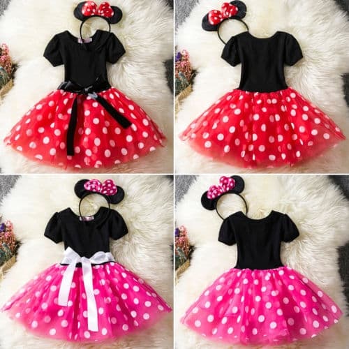 Minnie underkjol för flickor - prinsessfödelsedagsklänning - Flicka - Perfekt red 100cm