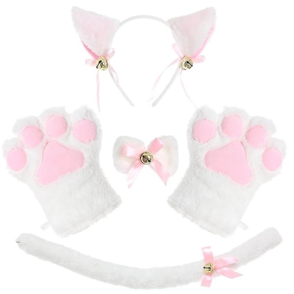 Cute Cat Cosplay Props Cat Ears Pannebånd Cat Claw Glove Cat Tail Black - Perfet pink