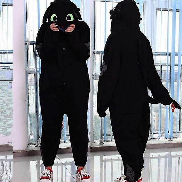 Ny Draktränaren Tandlöse Night Fury Cosplay Kostymer Pyjamas Badrock Dam Herr Sovkläder Varm Tjock Overall-Perfekt C M