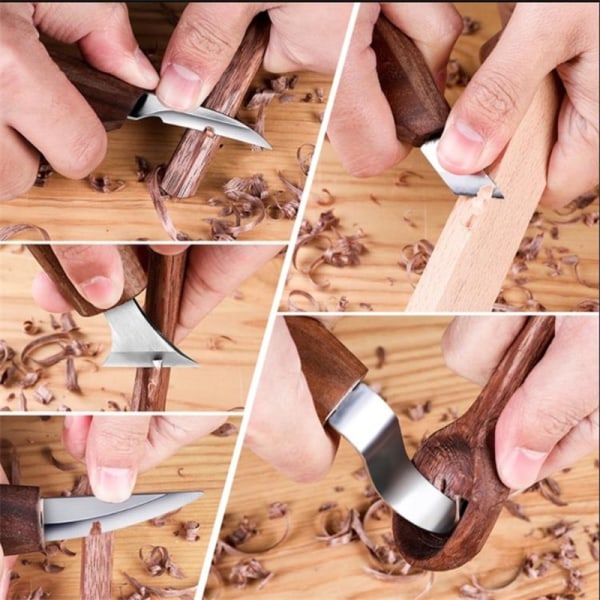 Treskjæringsverktøy manuell trebearbeiding utskjæringskniver skrapved - Perfet 7pcs
