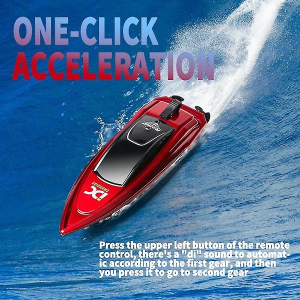 Mini Rc Båt 5km/h Radio Fjärrkontroll Höghastighetsbåt med LED-ljus Palmbåt Sommarvatten Poolleksaker Modeller Presenter Blue