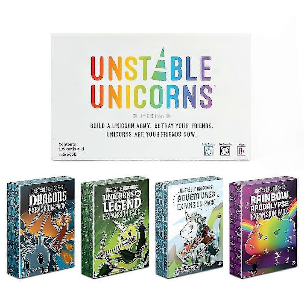 Unstable Unicorns Kortspil - Et Strategisk Kortspil og Festspil til Voksne & Teenagere - Perfekt Dragons extension
