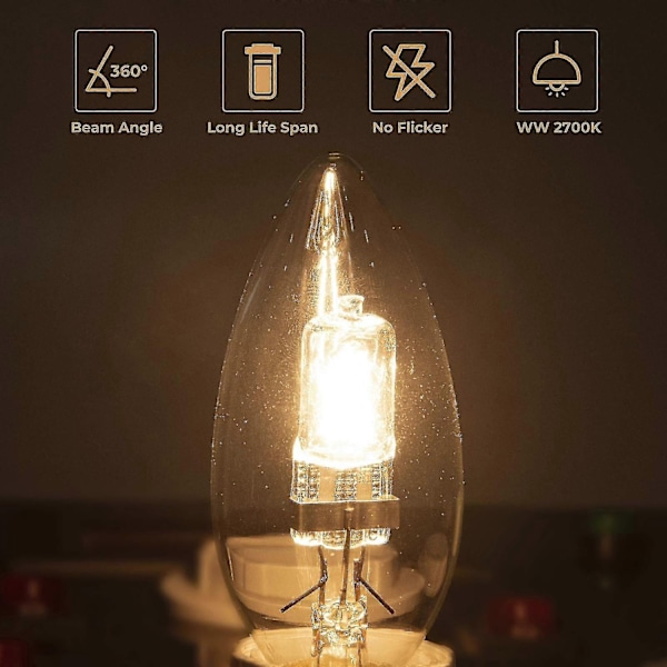 42w E14 C35 Dæmpbar Halogenpære Ac 220-240v Varm Hvid 2700k E14 Transparent Halogen Lyspære (10 stk.) - Perfekt
