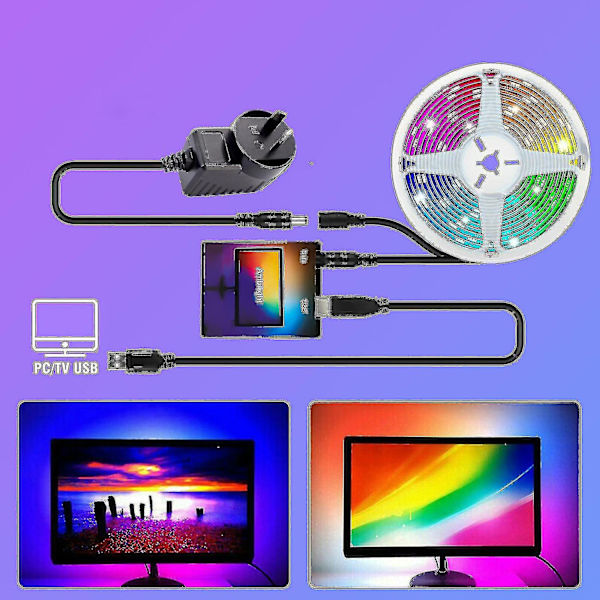 Ambilight USB LED Strip Tape Computer PC Dream Screen Baggrundsbelysning (Størrelse: 5m) - Perfet