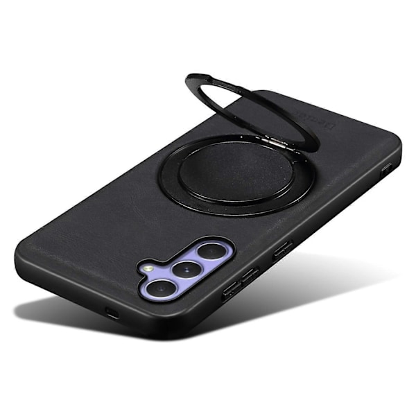 Yhteensopiva Samsung Galaxy A55 5G Magneettikotelon kanssa Pyörivä Jalusta Nahka PC TPU Puhelinkuori - Täydellinen Black