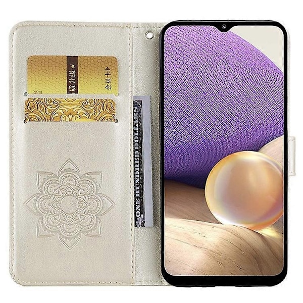 Kompatibelt Kompatibelt med Samsung Galaxy A15 4G Fodral Strass Dekor Läder Ställ Mobiltelefon Plånboksfodral - Perfet Gold
