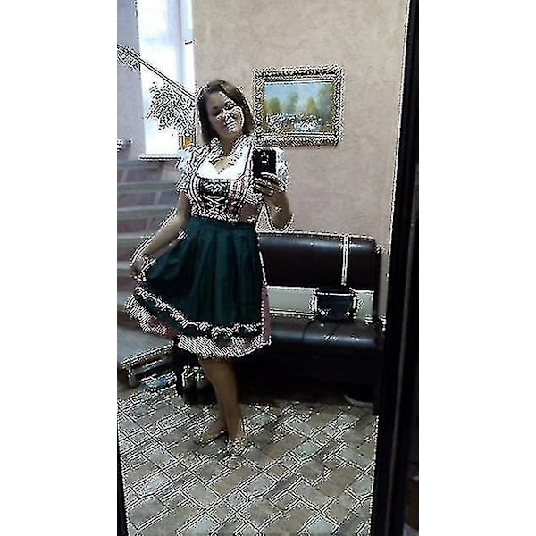 nabb leverans hög kvalitet traditionell tysk pläd Dirndl klänning Oktoberfest kostym för vuxna kvinnor Halloween fest - Perfet Style2 Blue S