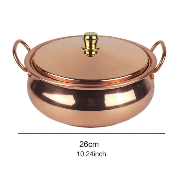 Ren Kobbergryde Binaural Gryde Kogegryde med Låg Simrepande Kobber Køkkenudstyr 18cm-Perfet 26cm