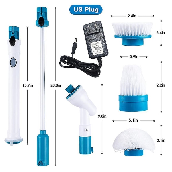 elektrisk rengöringsborste Justerbar vattentät rengöringsmedel Trådlös laddning Ren set - Perfet UK Plug