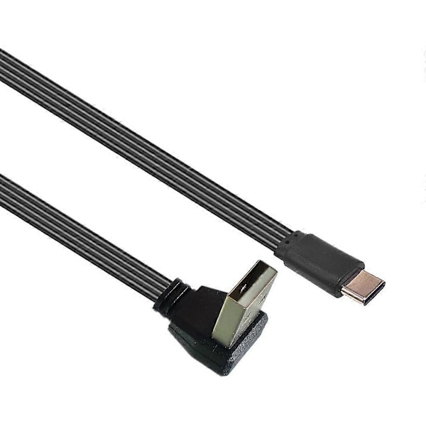 90 graders vinklad USB 2.0 till Type C Platt Kabel Datakabel för Telefoner och Laptops-Perfet 1m AMUP CMST