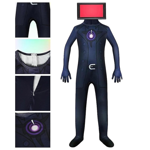 Skibidi Toilet Jumpsuit Cosplay Halloween kostume til børn TV Man- Perfet TV Man Adults 160