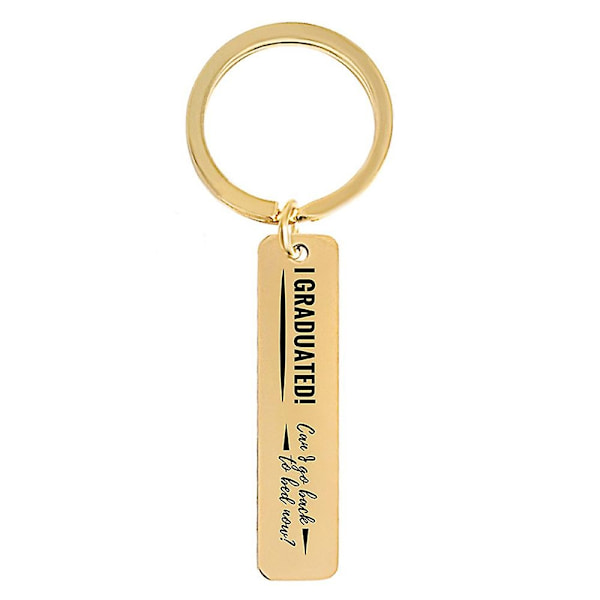 Gradsklasse Gavebreve Nøglering Rustfrit stålvedhæng 50*12mm - Perfet Gold F00031