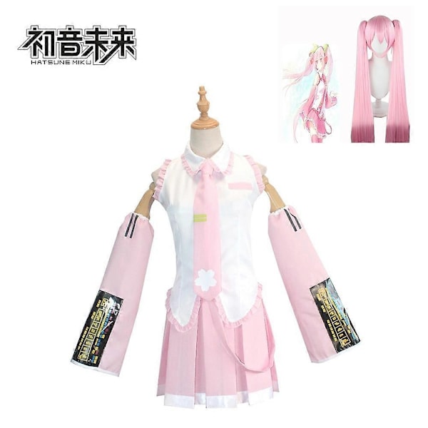 2024 Rosa Miku Cosplaydräkt Prestanda Kostym Cos-dräkt Hatsune Miku Regelbunden C-dräkt Peruk Cosplay Flickor Vår Sakura Körsbär Miku-Perfet 5pcs XXL