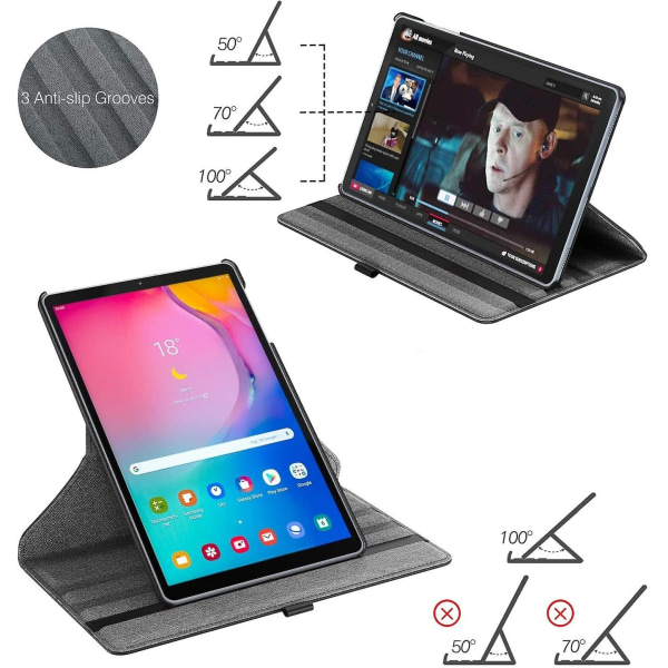 case för Galaxy Tab A 10.1 2019 (t510/t515), 360 Rotation Cover - Perfet black