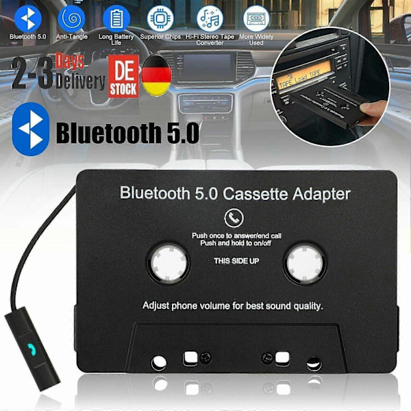 Bluetooth 5.0 Kasettisovitin Auto Langaton Kasettisovitin Kasetti MP3 Radio-Perfet