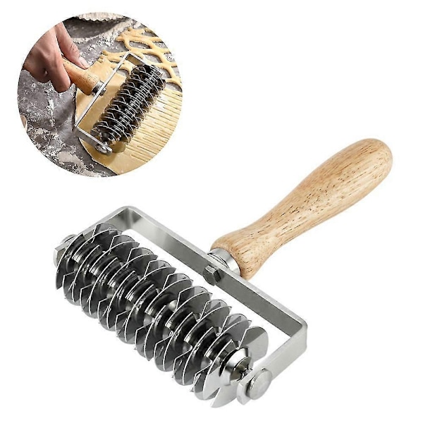 2024 Ny Rustfri Stål Dejgitter Top Cookie Pie Pizza Brød Pastry Crust Roller Cutter - Perfekt