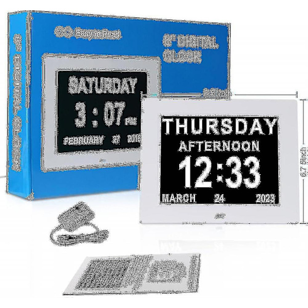 Demens Klocka Alzheimers Klocka Stor Digital Kalender Klocka för Seniorer, Klocka med Dag och Datum F(7 Tum) (WS)-Perfekt