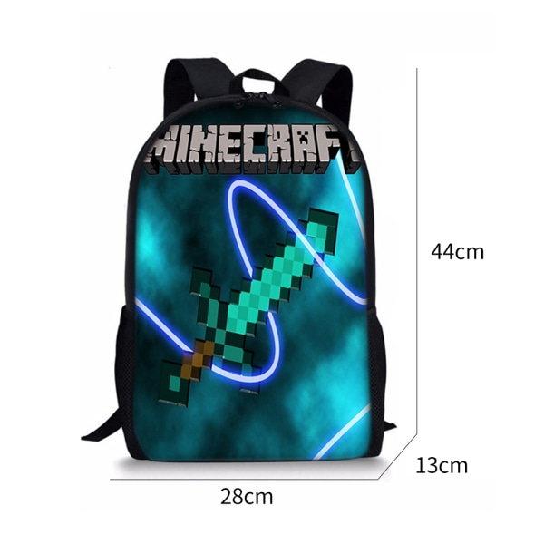 Minecraft Kids Skolväska Ryggsäckar Zip Fashion Travel Bag - Perfet D