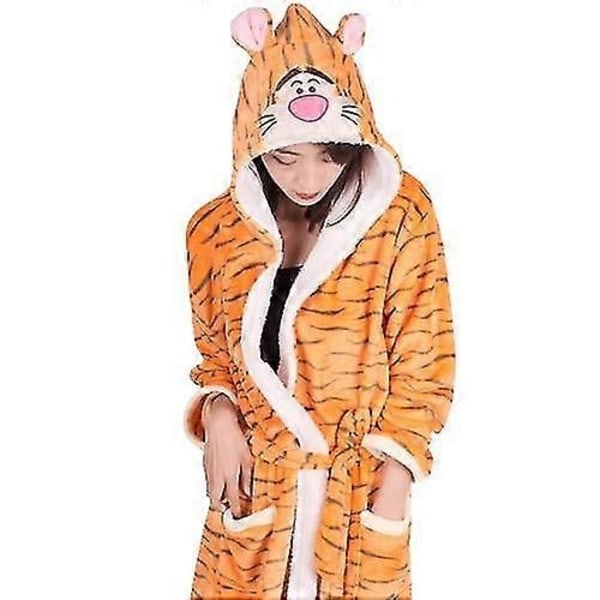 Tecknad Nattlinne Flanell Giraff Badrock Tiger Pyjamas Känguru Hemmakläder-Perfet tiger nightgown M