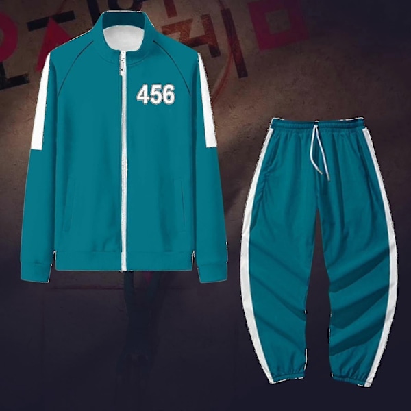 Squid Game Jacka Byxor Sport Zippade Cardigan Digital 456 Tryckt Fick Sweatshirt Set - Perfekt 4XL