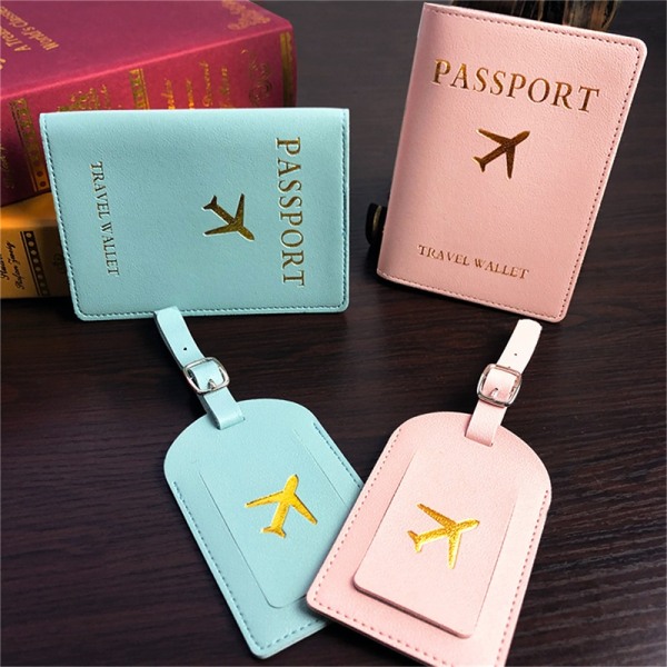 Yksinkertainen passipidike ja matkalaukkulappu Nahkaiset matkasarjat Tarjoushinta - Perfet Yellow Passport&tag